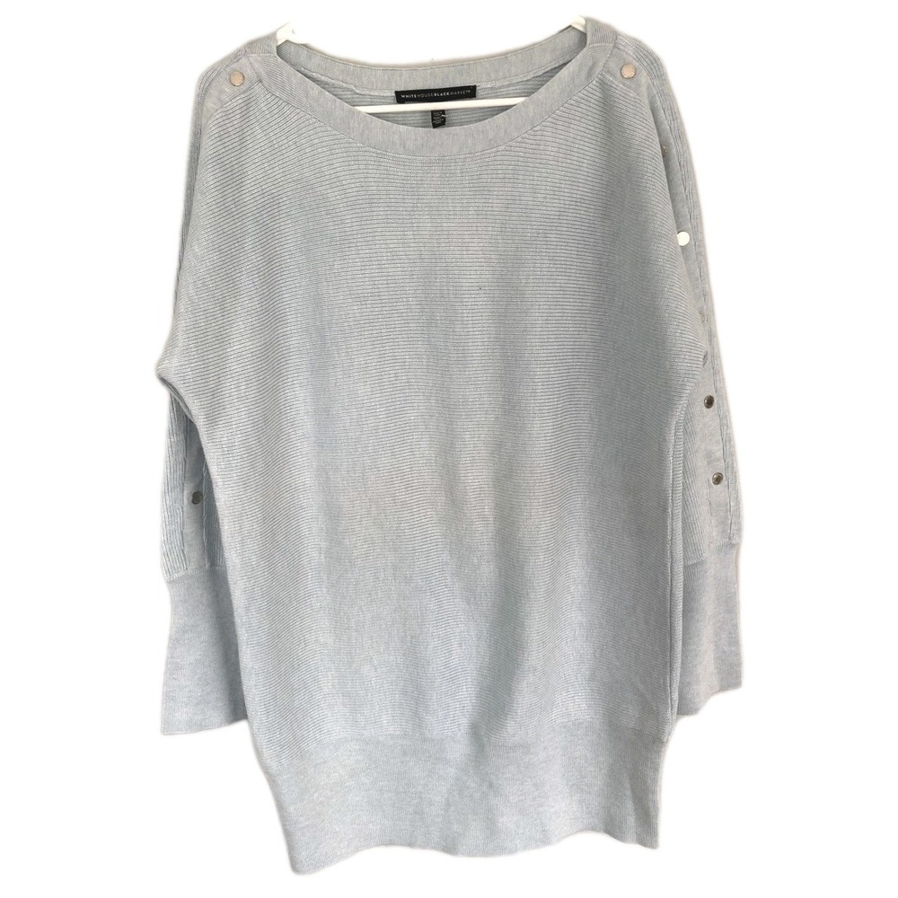 White House Black Market Sweater Women XL Wool/Cashmere Blend Boat Neck Snap NWT
